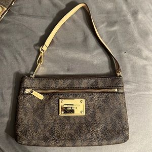 Michael Kors MK wristlet clutch bag brown